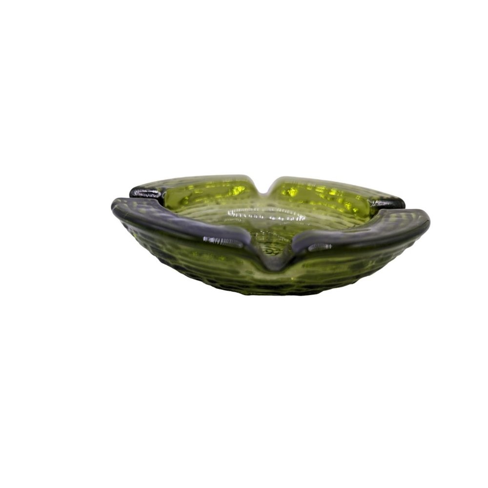 Vintage MCM Anchor Hocking Glass Ashtray Soreno Avacado Green Ripple 4” - Picture 5 of 9